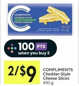 IGA COMPLIMENTS Cheddar-Style Cheese Slices 410 g offer
