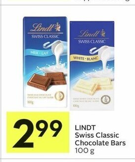 IGA LINDT Swiss Classic Chocolate Bars 100 g offer