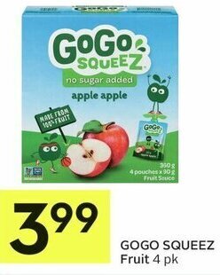 IGA GOGO SQUEEZ Fruit 4 pk offer