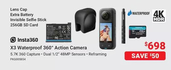 Visions Electronics Insta360 x3 waterproof 360° action camera offer
