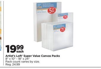 Michaels Artist's loft super value canvas packs offer
