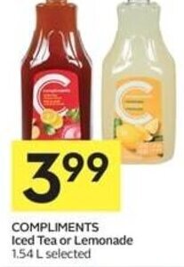 IGA COMPLIMENTS Iced Tea or Lemonade 1.54 L selected offer