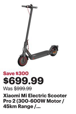 Best Buy Xiaomi mi electric scooter pro 2 (300-600w motor / 45km range / 25km/h top speed) - black - only at best buy offer