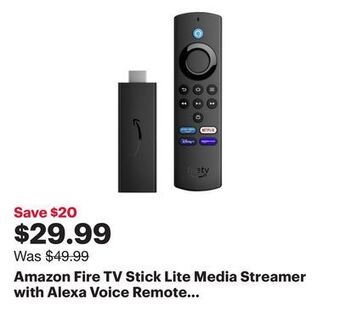 Best Buy Amazon fire tv stick lite media streamer with alexa voice remote lite (2022) offer