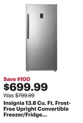 Best Buy Insignia 13.8 cu. ft. frost-free upright convertible freezer/fridge (ns-uz14ss0) -stainless -only at best buy offer