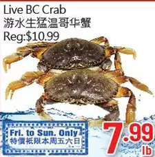 Hong Tai Supermarket Live bc crab offer