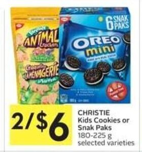 IGA CHRISTIE Kids Cookies or Snak Paks 180-225 g offer