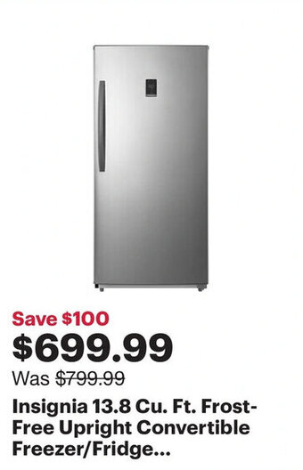Best Buy Insignia 13.8 Cu.Ft. Frost-Free Upright Convertible Freezer/Fridge... offer