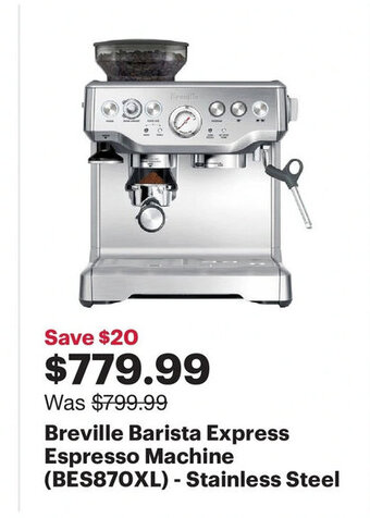 Best Buy Breville Barista Express Espresso Machine (BES870XL) - Stainless Steel offer