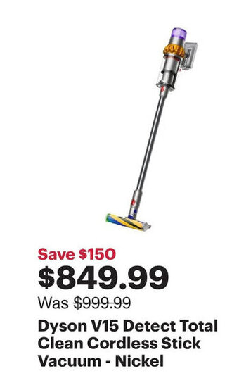 Best Buy Dyson V15 Detect Total Clean Cordless Stick Vacuum - Nickel offer