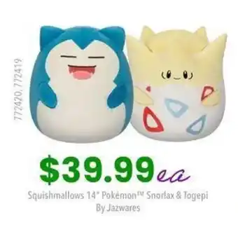 EB Games Squishmallows 14" Pokémon Snorlax & Togepi offer