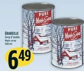 Marché Adonis ERABEILLE Maple syrup 540 ml offer