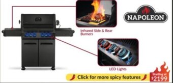 Infrared Side & Rear Burners, LED Lights