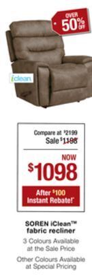 La Z Boy Soren iclean™ fabric recliner offer