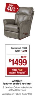 La Z Boy Arthur leather seated recliner offer