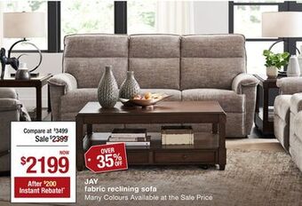 La Z Boy Jay fabric reclining sofa offer