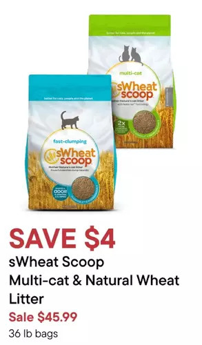 Petvalu Swheat scoop multi-cat & natural wheat litter offer