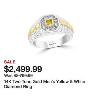 TSC Stores 14k two-tone gold men's yellow & white diamond ring offer