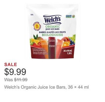Costco Welch's organic juice ice bars, 36 × 44 ml offer