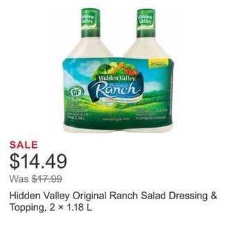 Costco Hidden valley original ranch salad dressing & topping, 2 × 1.18 l offer