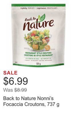 Costco Back to nature nonni's focaccia croutons, 737 g offer
