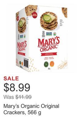 Costco Mary's organic original crackers, 566 g offer