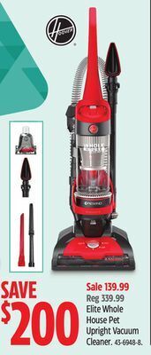 Canadian Tire Hoover elite whole house pet upright vacuum cleaner offer