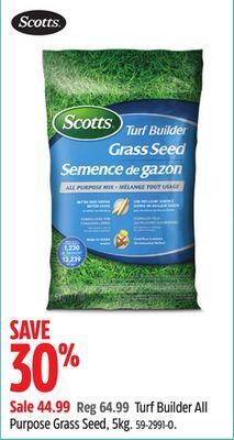 Canadian Tire Scotts turf builder all purpose grass seed, 5kg offer