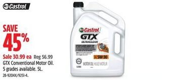 Canadian Tire Castrol gtx conventional motor oil offer