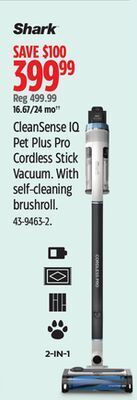 Canadian Tire Shark cleansense iq pet plus pro cordless stick vacuum offer