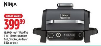 Canadian Tire Ninja woodfire 7-in-1 electric outdoor grill, smoker, air-fryer bbq offer