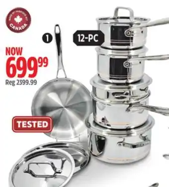 Canadian Tire Paderno 5-ply copper core stainless steel cookware set, oven safe, 12-pc offer
