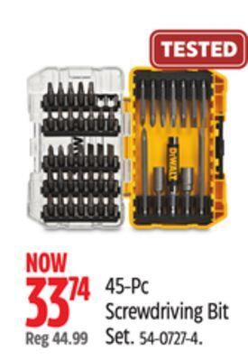 Canadian Tire Dewalt 45-pc screwdriving bit set offer
