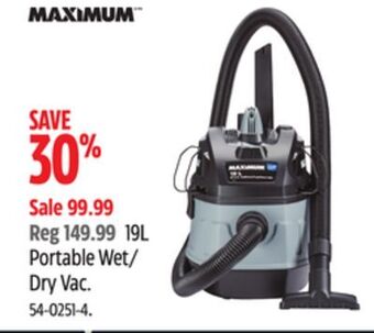 Canadian Tire Maximum 19l portable wet/ dry vac offer