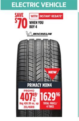 Canadian Tire Michelin primacy mxm4 tire offer