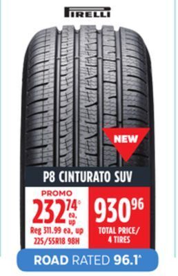 Canadian Tire Pirelli p8 cinturato suv tires offer