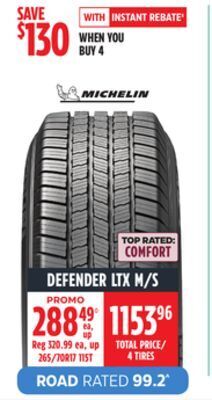 Canadian Tire Michelin defender ltx m/s tire offer