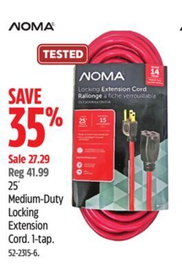 Canadian Tire Noma 25' medium-duty locking extension cord offer