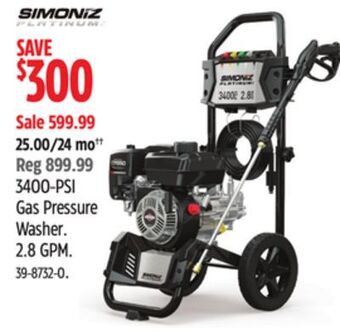 Canadian Tire Briggs & stratton 3400-psi gas pressure washer offer