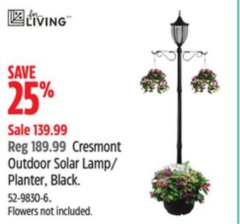 Canadian Tire For living cresmont outdoor solar lamp/ planter, black offer