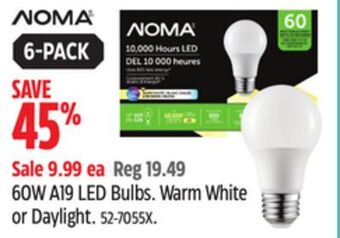 Canadian Tire Noma 60w a19 led bulbs offer