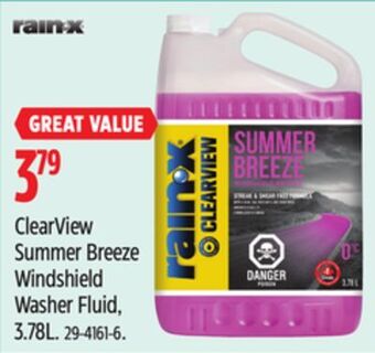 Canadian Tire Rain-x clearview summer breeze windshield washer fluid, 3.78l offer