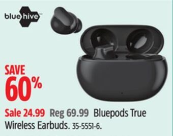 Canadian Tire Bluehive bluepods true wireless earbuds offer