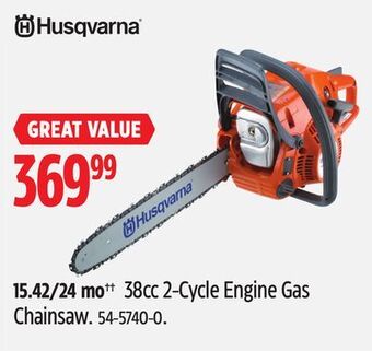 Canadian Tire Husqvarna 38cc 2-cycle engine gas chainsaw offer