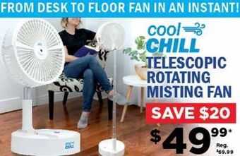 Showcase Cool chill telescopic rotating misting fan offer