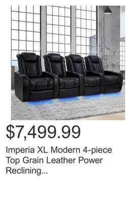 Costco Imperia xl modern 4-piece top grain leather power reclining headrest home theatre seating, black offer