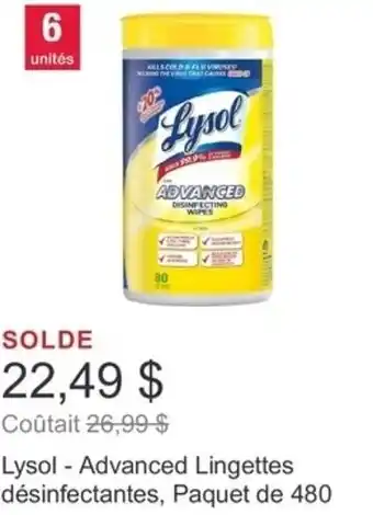 Costco Lysol - Advanced Lingettes désinfectantes, Paquet de 480 offer