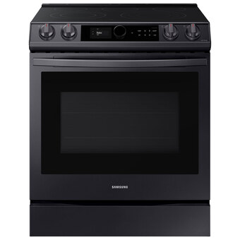 Best Buy Samsung 30 6.3 cu. ft. true convection slide-in electric air fry range (ne63t8711sg) - black stainless offer