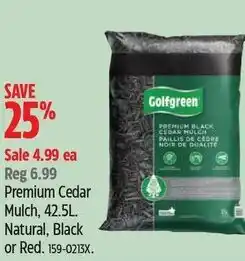 Canadian Tire Golfgreen Premium Cedar Mulch, 42.5L. Natural, Black or Red. 159-0213X. offer