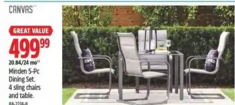 Canadian Tire Canvas Minden 5-Pc Dining Set. 4 sling chairs and table. 88-2274-8. offer